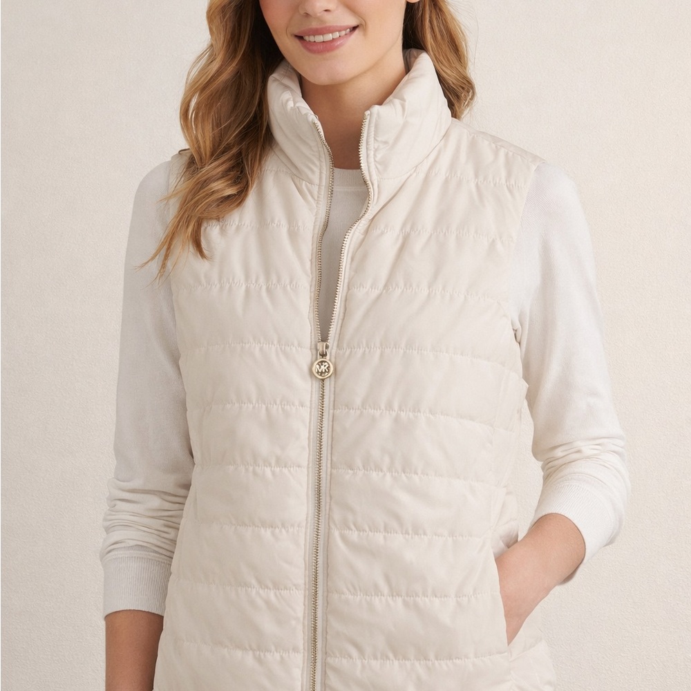 Michael Kors Light Beige Quilted Vest